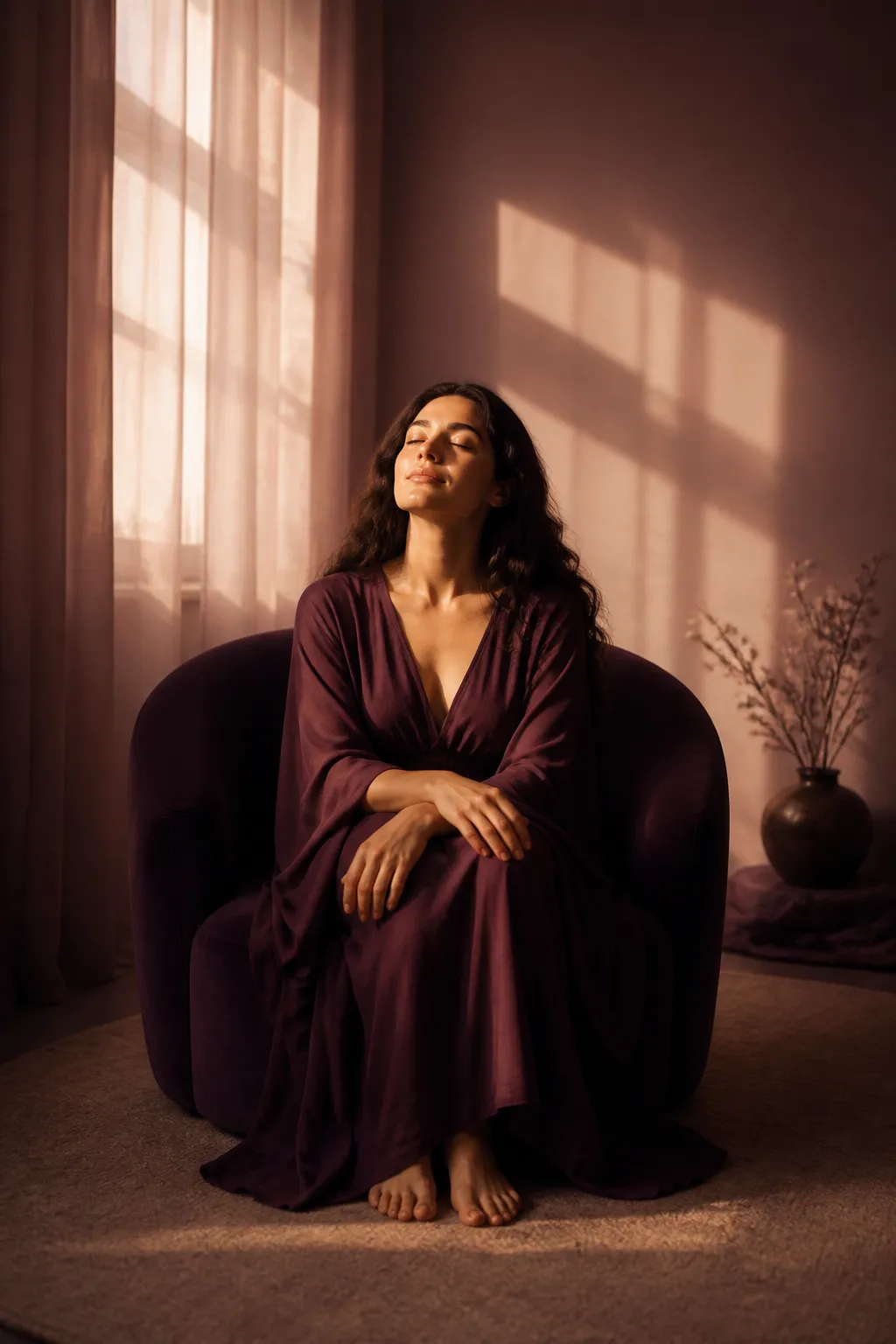 A woman experiencing deep inner peace and emotional healing